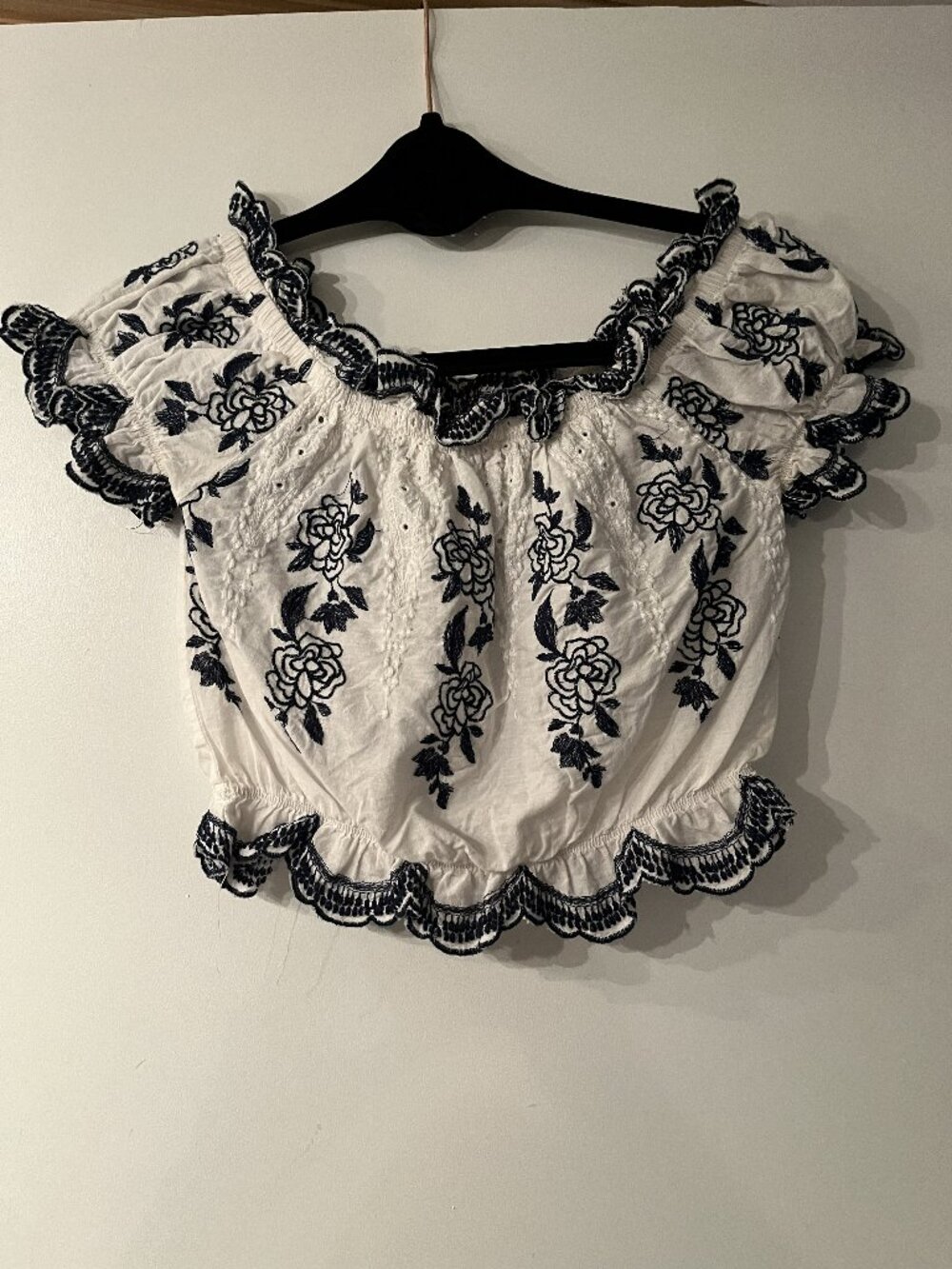 Forever 21 - Embroidered floral off-shoulder crop top